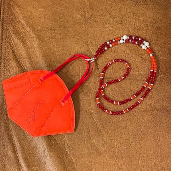 Maskenkette Perlen "rot"