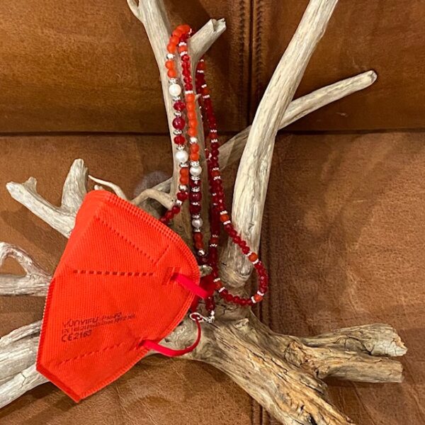 Maskenkette Perlen "rot"